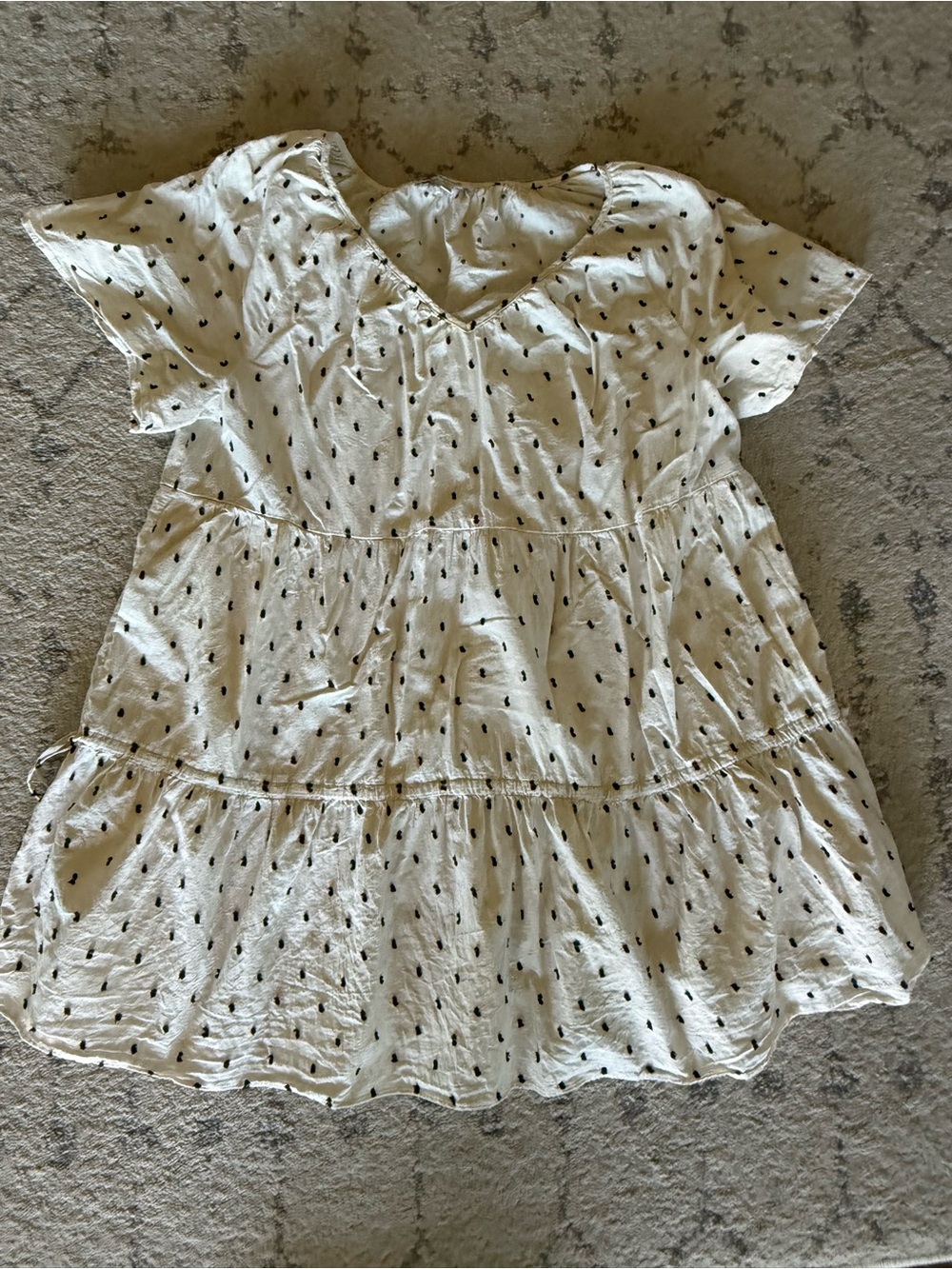 Womens Madewell Short Sleeve Dress with Black Dot Print